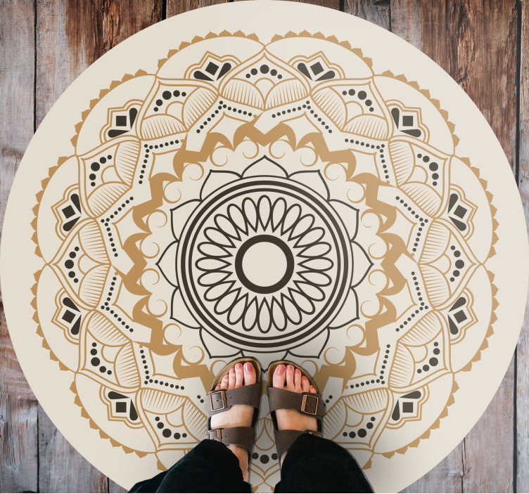 Tapis vinyle mandala rond beige - TenStickers