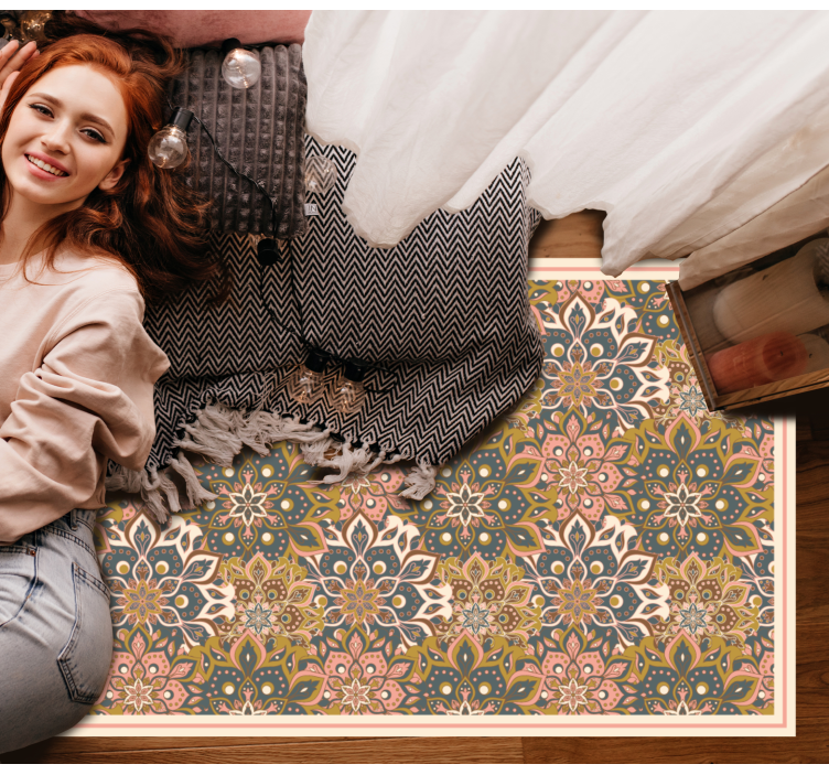 Tapis vinyle mandala sophistication de l'emblème botanique - TenStickers