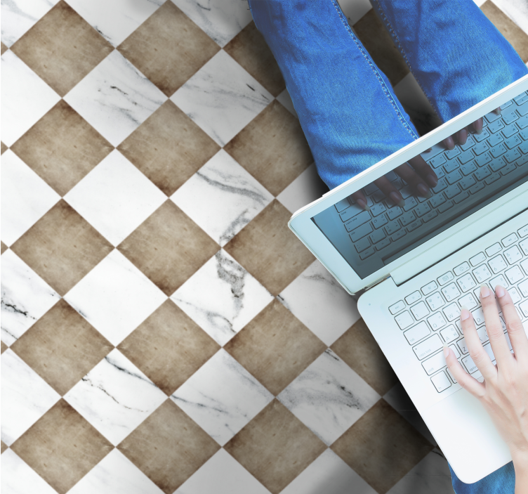 Tapis vinyle marbre carreaux bruns - TenStickers