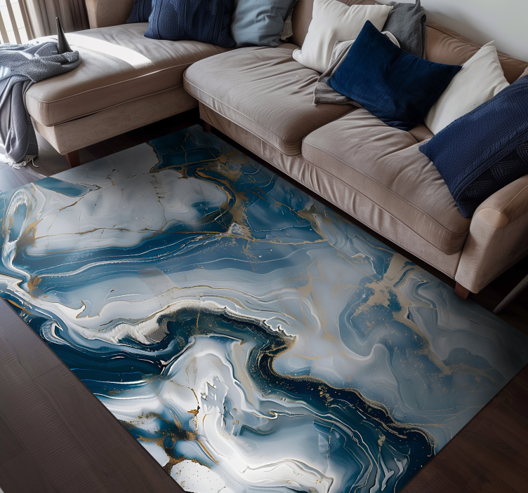Tapis vinyle marbre couleurs bleu marine et blanc - TenStickers