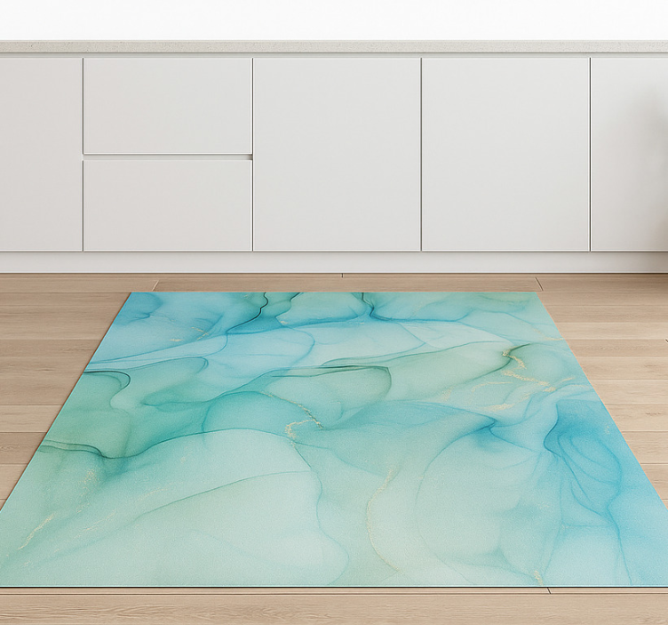 Tapis vinyle marbre effet vague turquoise - TenStickers
