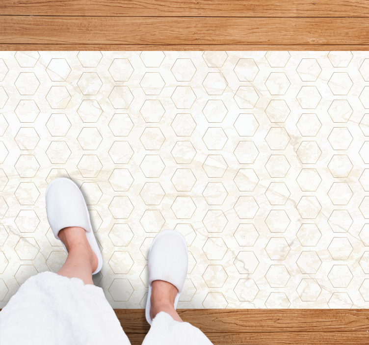 Tapis vinyle marbre motif marbré hexagonal - TenStickers