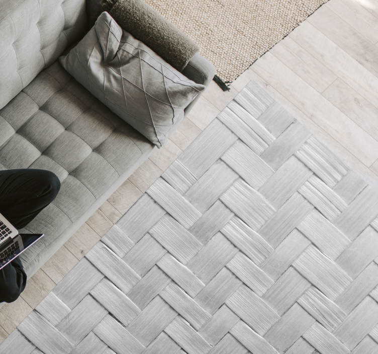 Tapis vinyle salon texture grise tissée - TenStickers