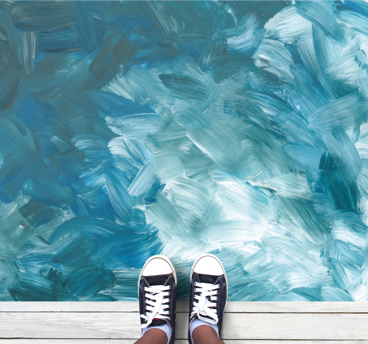 Tapis vinyle minimaliste coups de pinceau marins - TenStickers