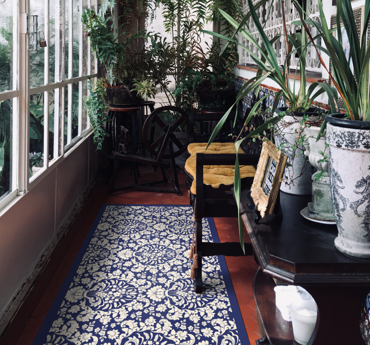 Tapis vinyle minimaliste motif floral orné - TenStickers