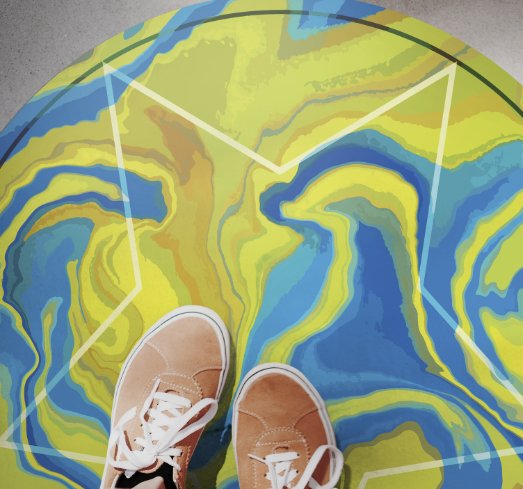 Tapis vinyle textures étoile bleue et jaune - TenStickers