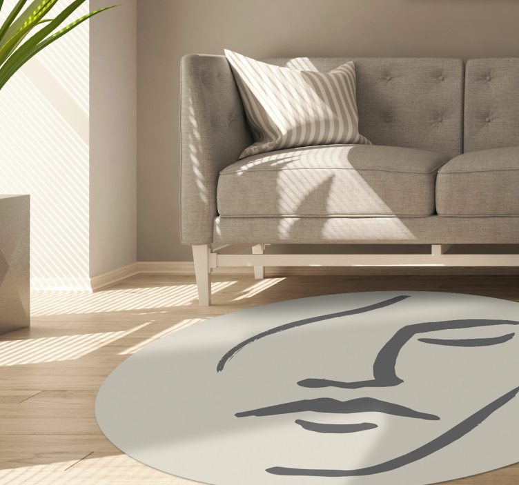 Tapis vinyle moderne beige dessin de visage - TenStickers