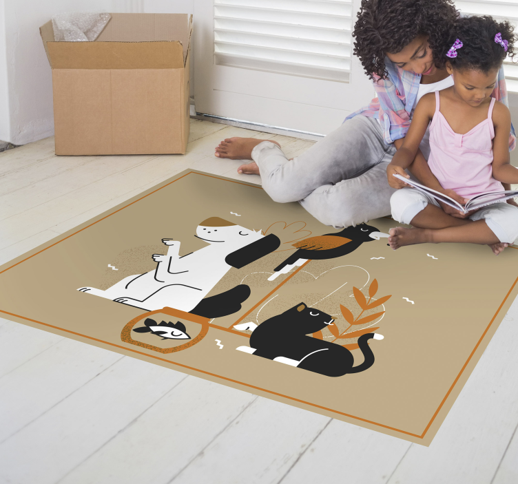 Tapis vinyle animal illustration beige pet - TenStickers