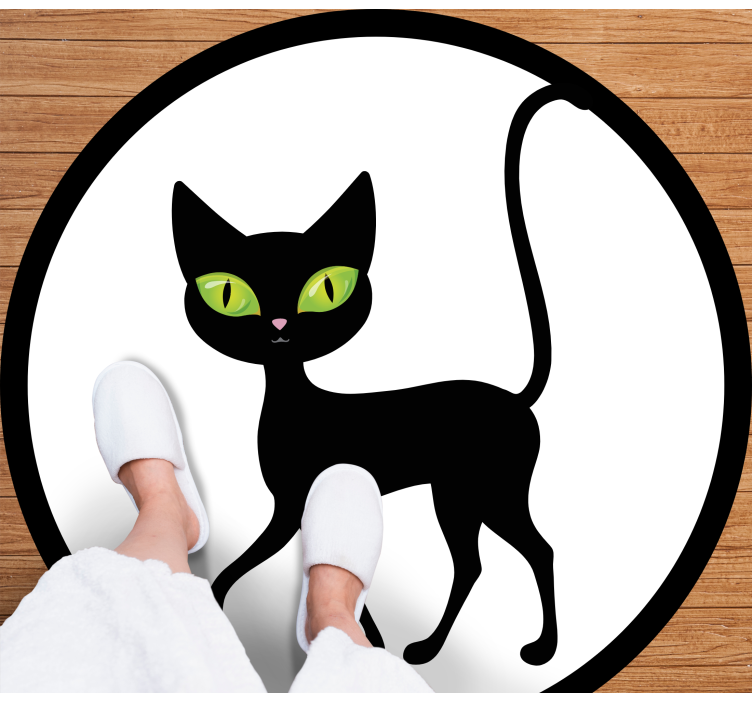 Tapis vinyle animal charmant chat noir - TenStickers
