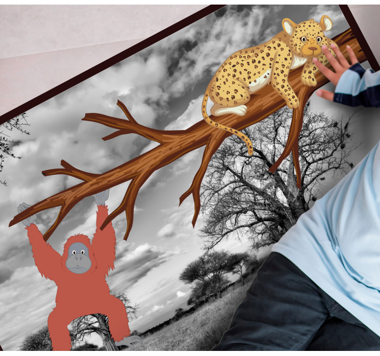 Tapis vinyle animal créatures de la jungle enjouées - TenStickers