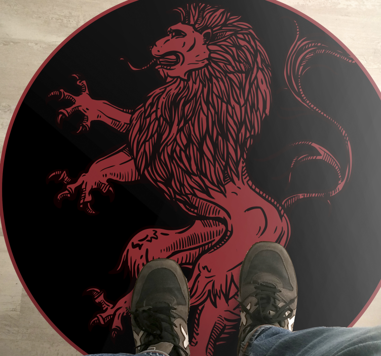Tapis vinyle animal emblème du lion rouge - TenStickers