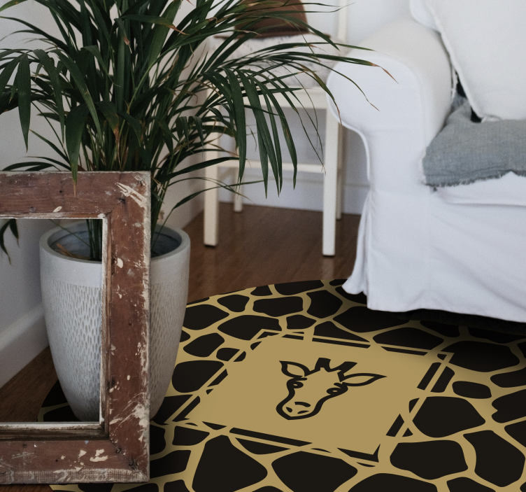 Tapis vinyle motif animal groupe girafe rond - TenStickers