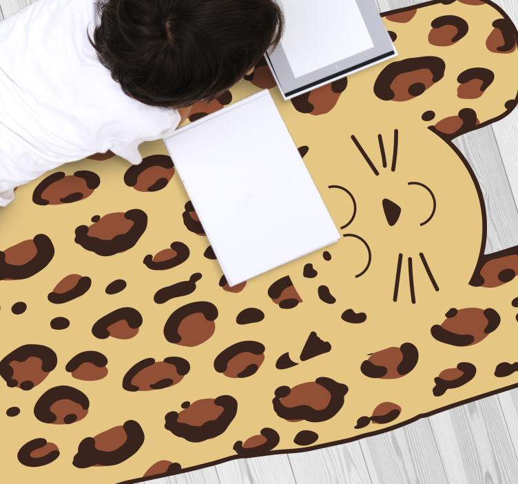 Tapis vinyle motif animal léopard heureux - TenStickers