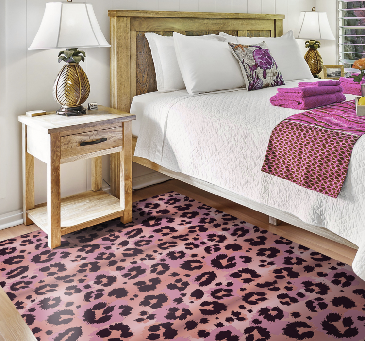 Tapis vinyle motif animal léopard rose - TenStickers