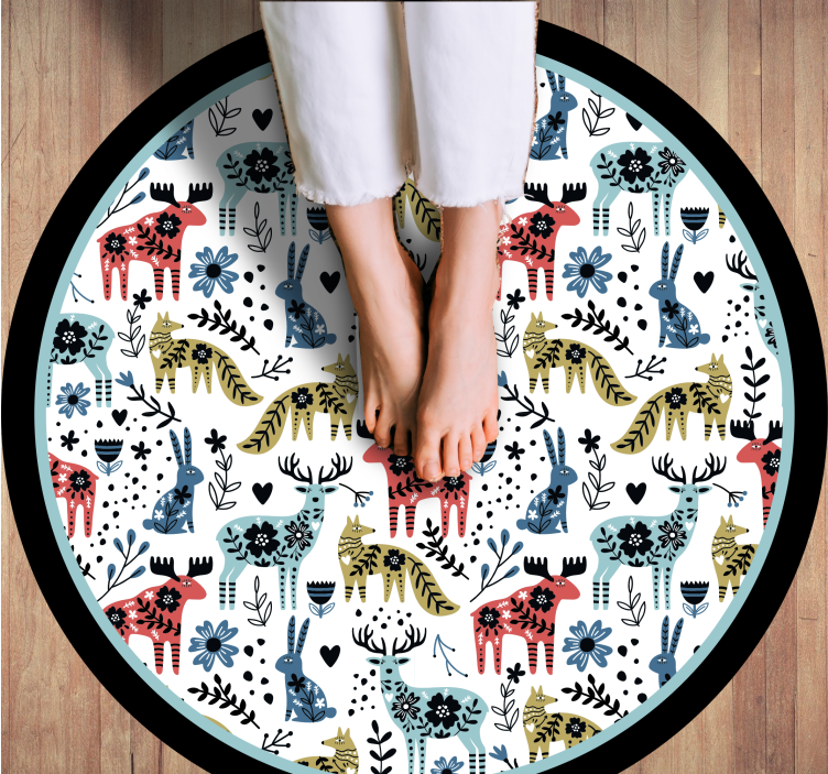 Tapis vinyle bébé motifs d'animaux colorés - TenStickers