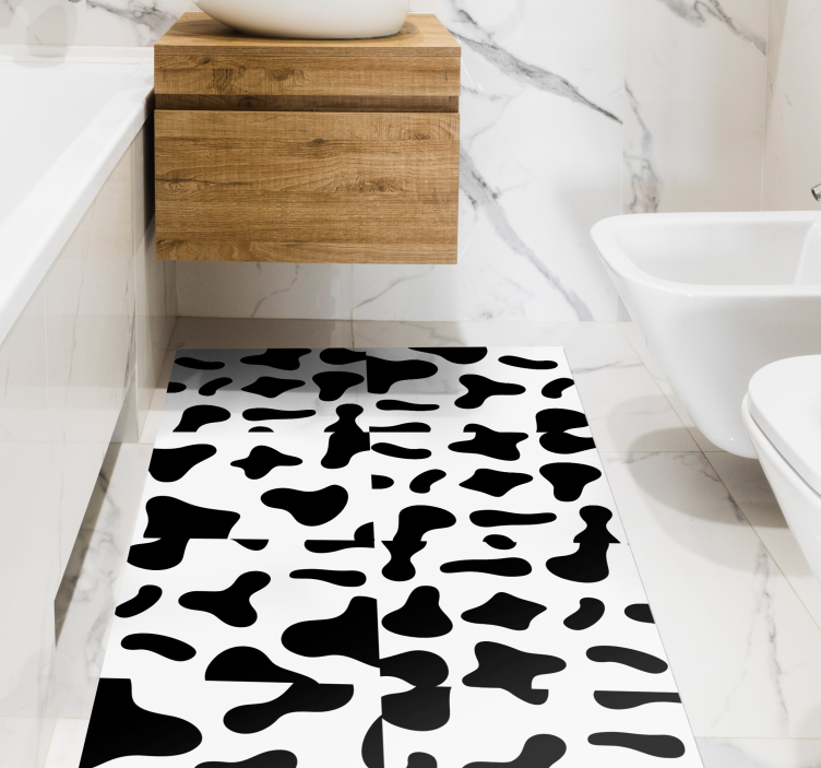 Tapis vinyle motif animal vache noire et blanche - TenStickers
