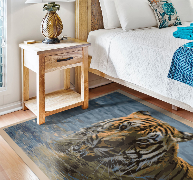Tapis vinyle animal tigre dans l'eau - TenStickers