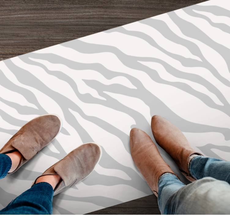 Tapis vinyle motif animal rayures zébrées grises - TenStickers