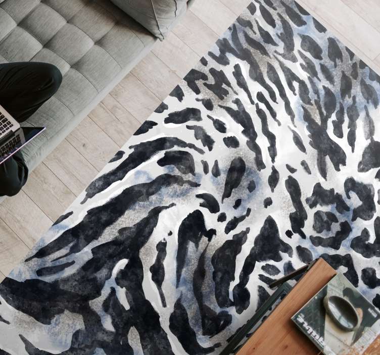 Tapis vinyle motif animal noir et blanc sauvage - TenStickers