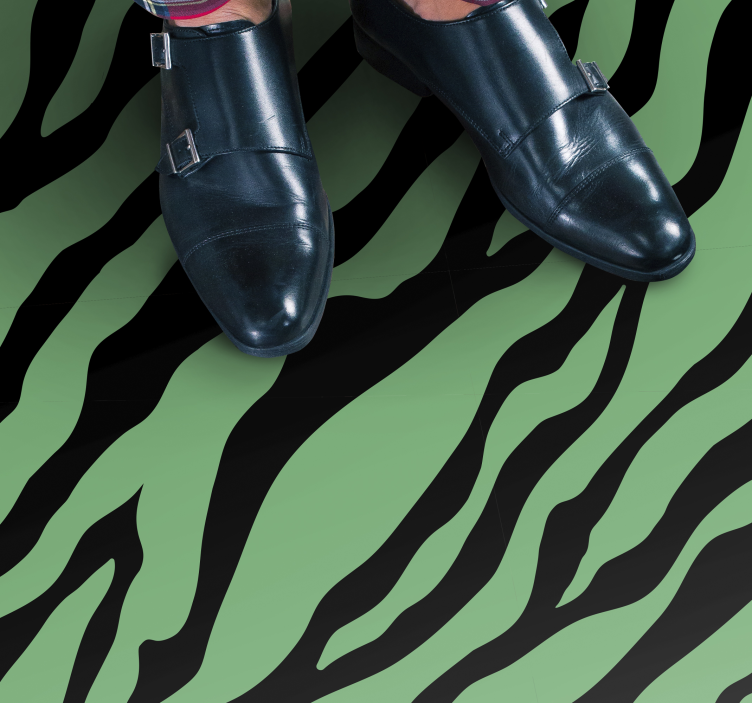 Tapis vinyle motif animal rayures vertes zébrées - TenStickers