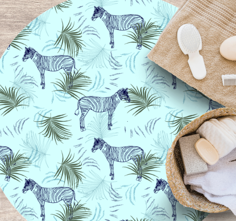 Tapis vinyle animal zèbre et feuilles - TenStickers