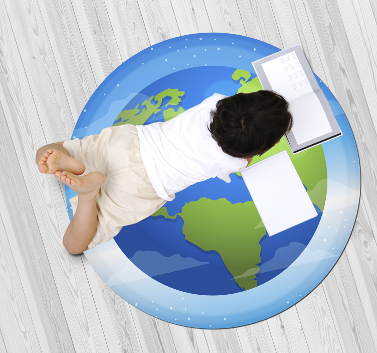 Tapis vinyle carte du monde cartographie circulaire - TenStickers