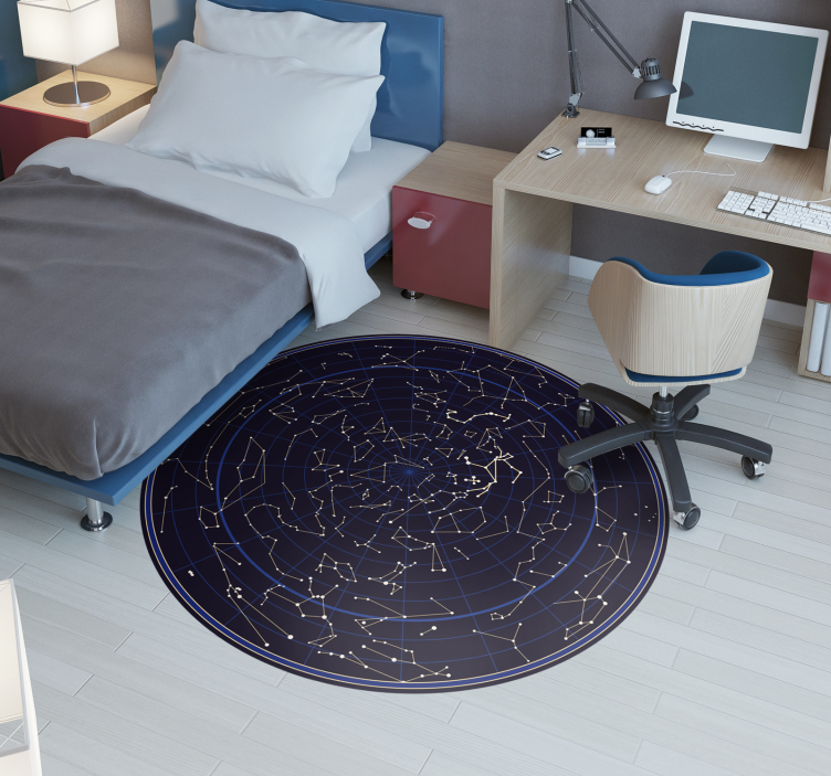 Tapis vinyle carte du monde constellation circulaire - TenStickers