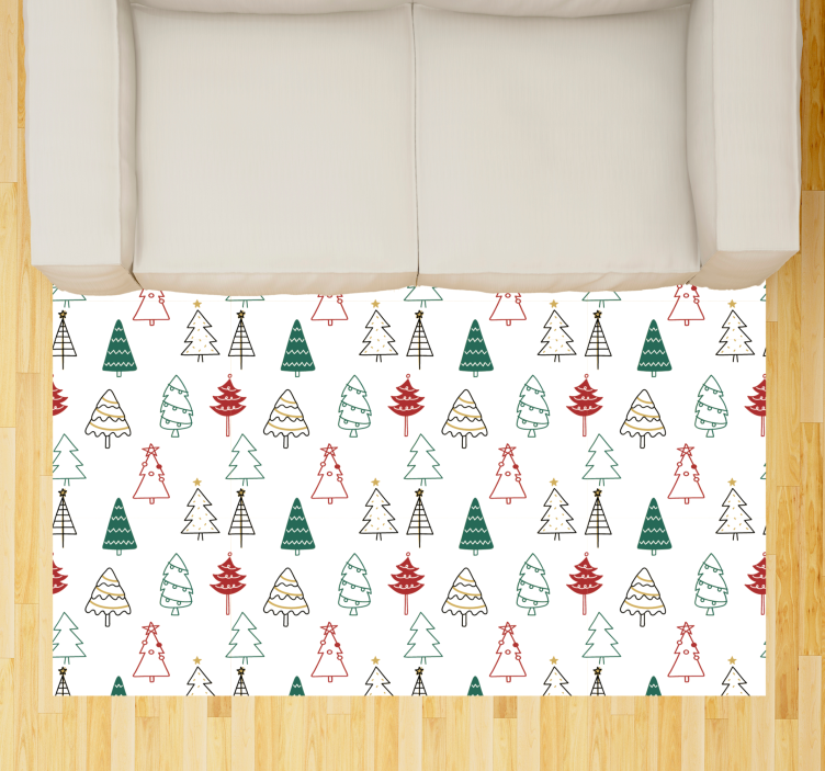 Tapis vinyle noël motif d'arbres festifs - TenStickers
