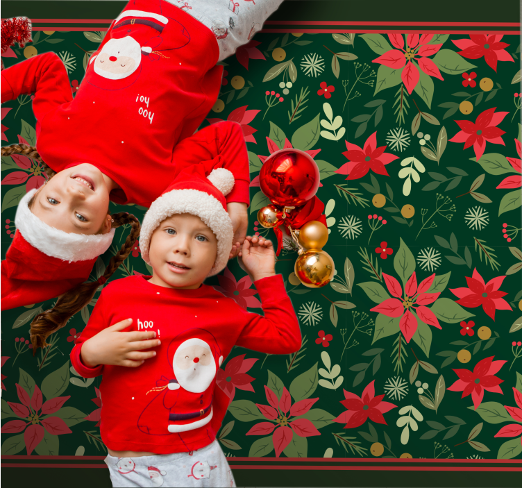 Tapis vinyle noël motif de poinsettia festif - TenStickers