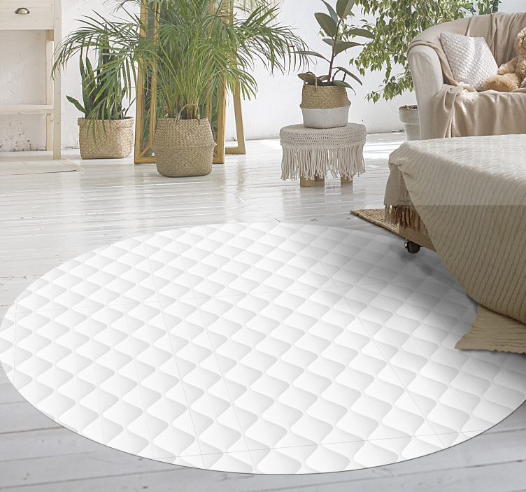 Tapis vinyle blanc rond effet matelassé - TenStickers