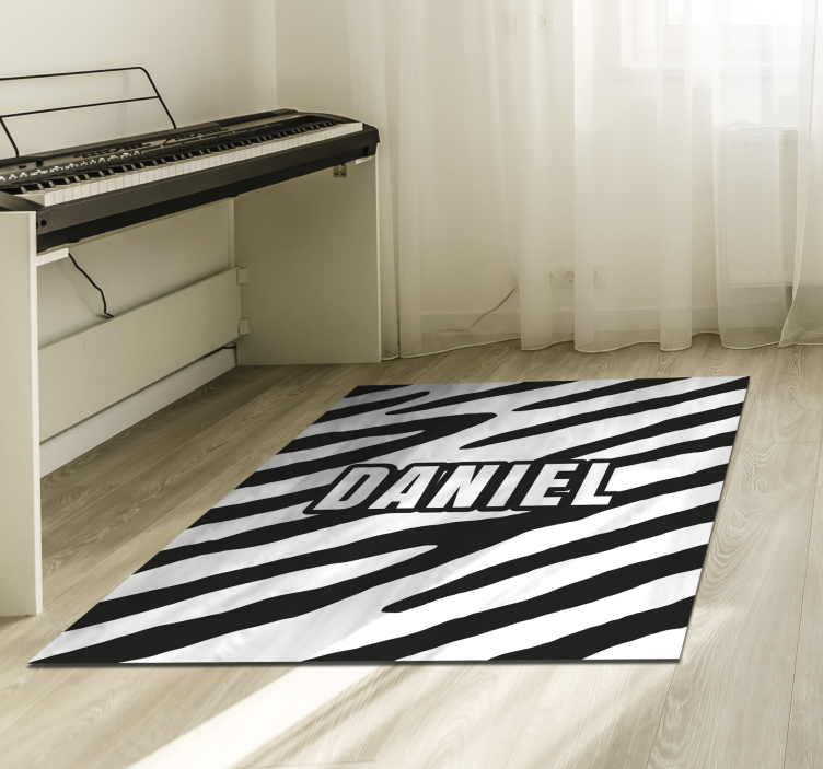 Tapis vinyle motif zèbre nom personnalisable - TenStickers