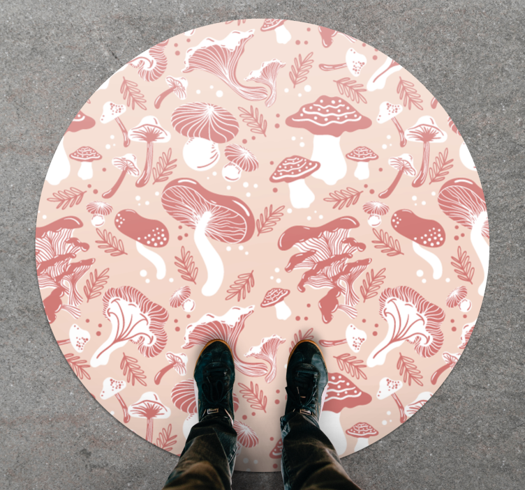 Tapis vinyle rond art botanique des champignons - TenStickers