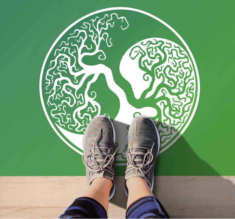 Tapis vinyle nature cercle de silhouette d'arbre - TenStickers