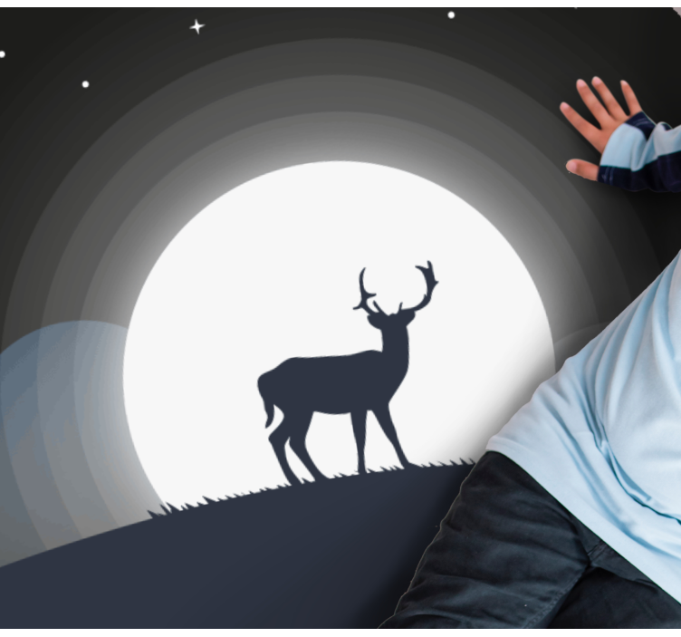 Tapis vinyle rond cerf sous la lune - TenStickers