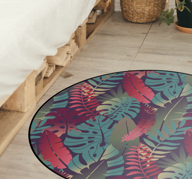 Tapis vinyle nature composition de feuilles tropicales - TenStickers