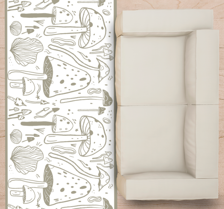 Tapis vinyle plantes croquis de champignons - TenStickers