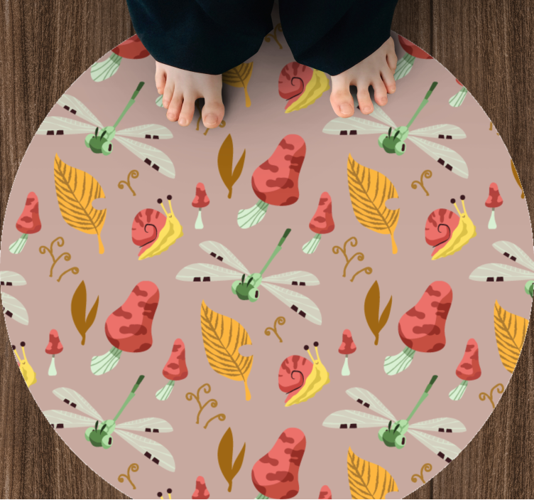 Tapis vinyle nature éléments forestiers beiges - TenStickers