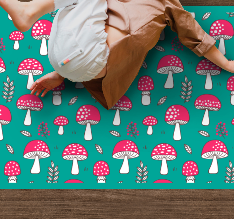 Tapis vinyle nature motif champignon vibrant - TenStickers
