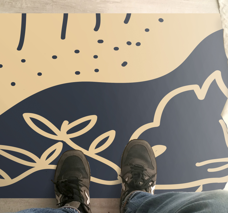 Tapis vinyle nature motif feuillu beige - TenStickers