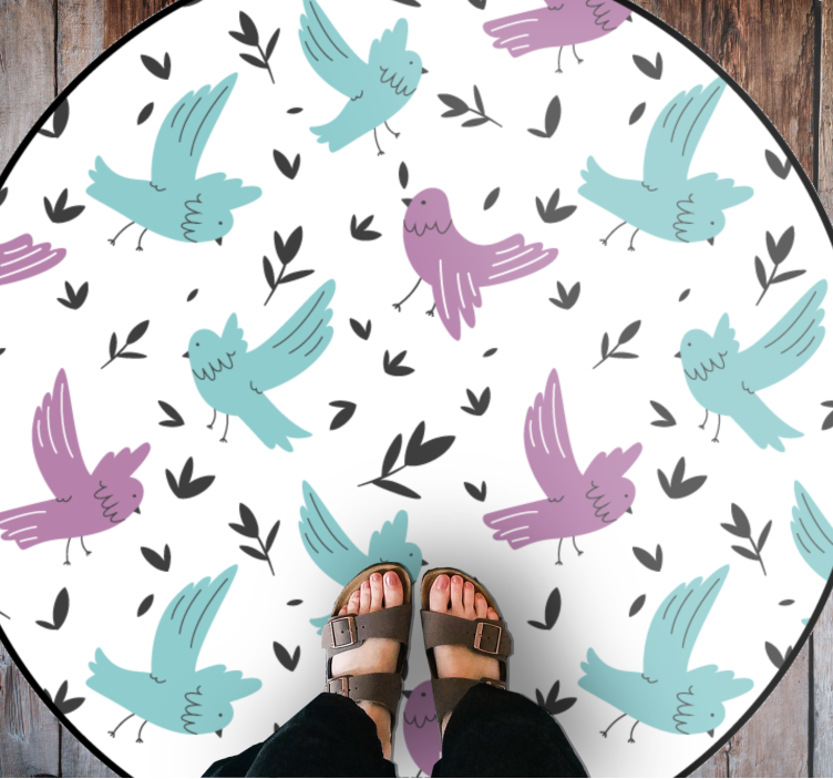 Tapis vinyle nature oiseaux bleus et violets - TenStickers