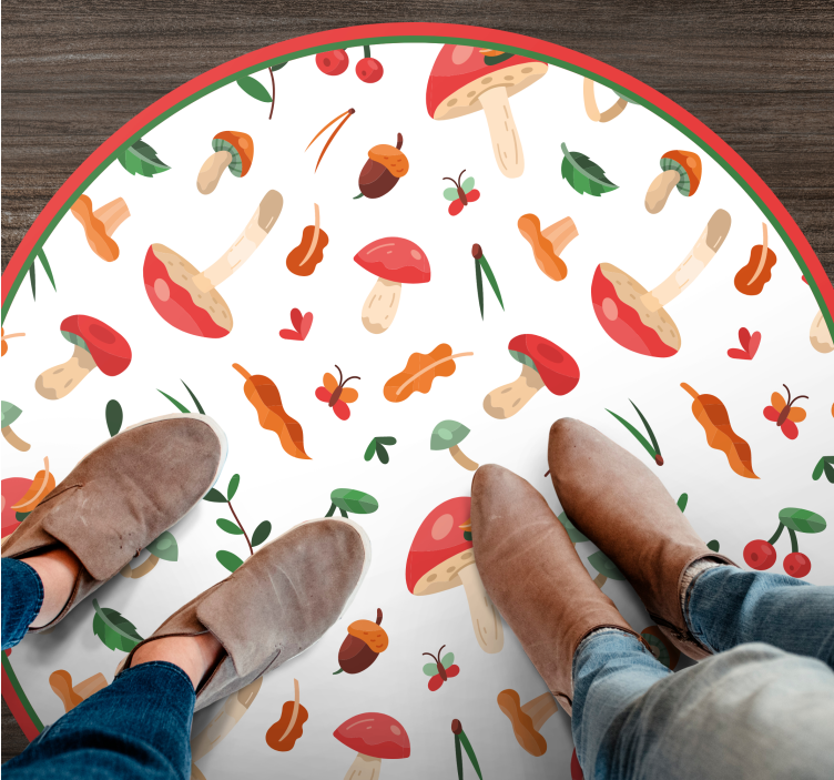 Tapis vinyle plantes motif floral de champignon - TenStickers