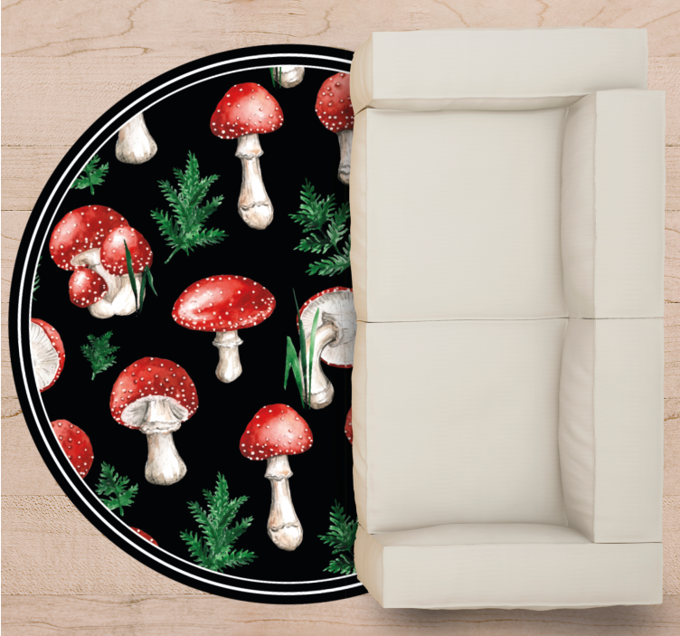 Tapis vinyle nature motif forêt de champignons - TenStickers