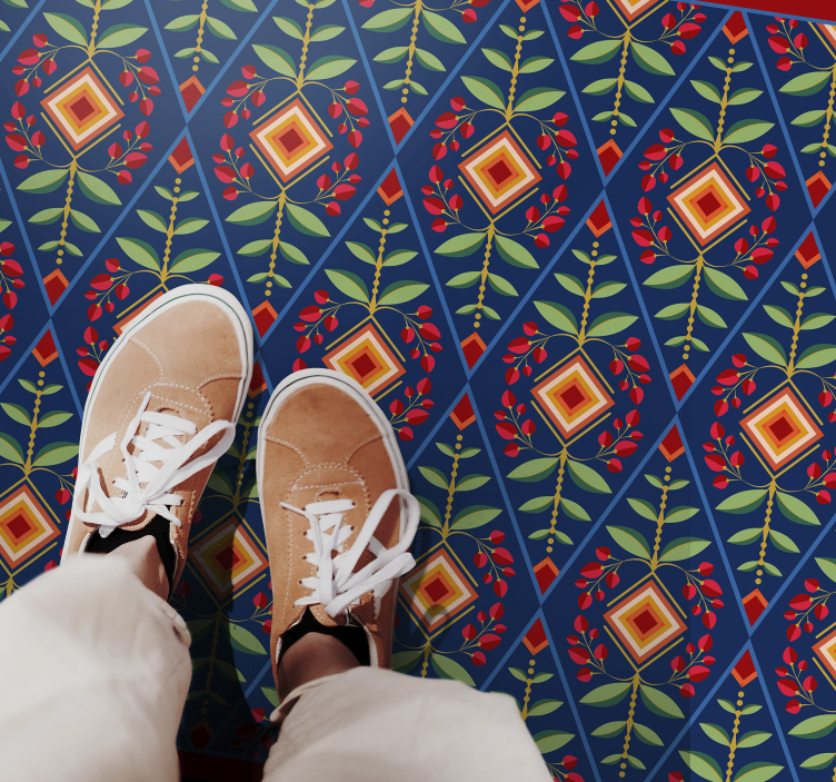 Tapis vinyle géométrique géométrie botanique stylisée - TenStickers