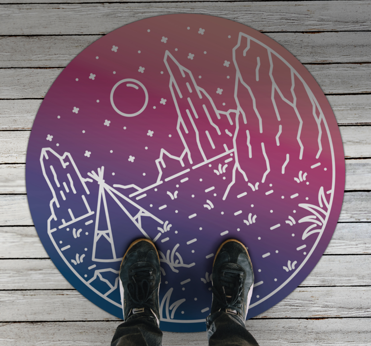 Tapis vinyle nature scène de camping nocturne - TenStickers