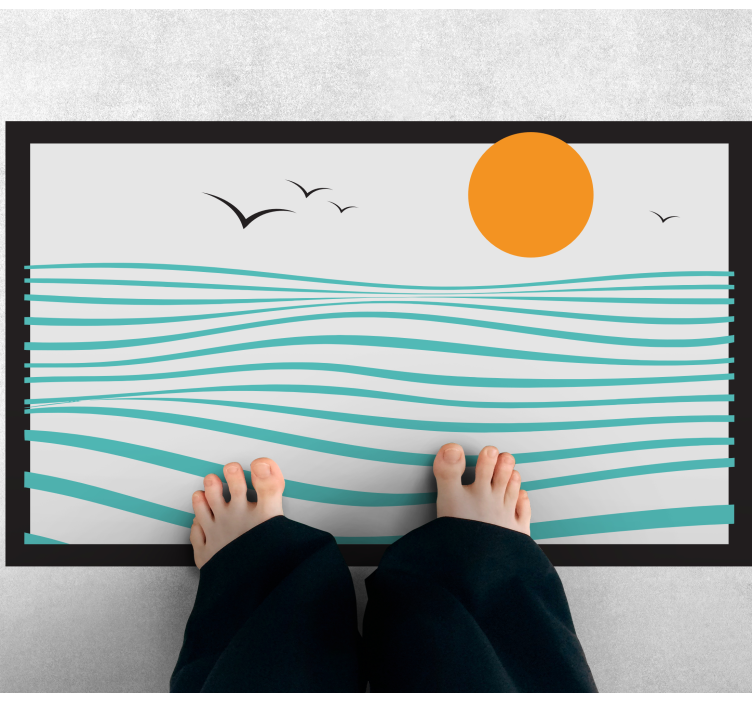 Tapis vinyle design moderne vagues du coucher du soleil - TenStickers
