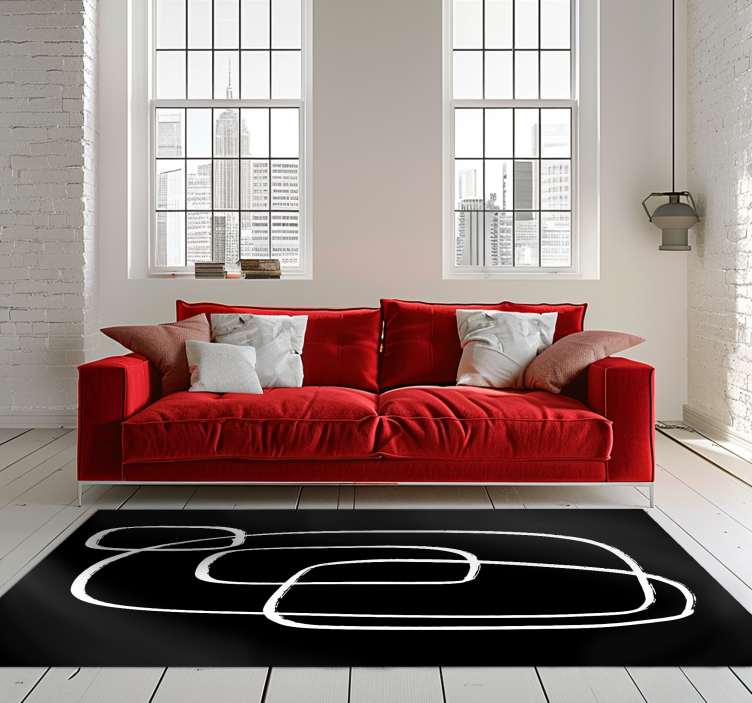 Tapis vinyle noir dessin au trait - TenStickers