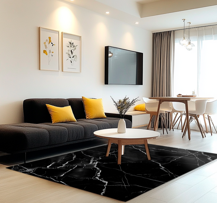 Tapis vinyle noir imitation marbre - TenStickers