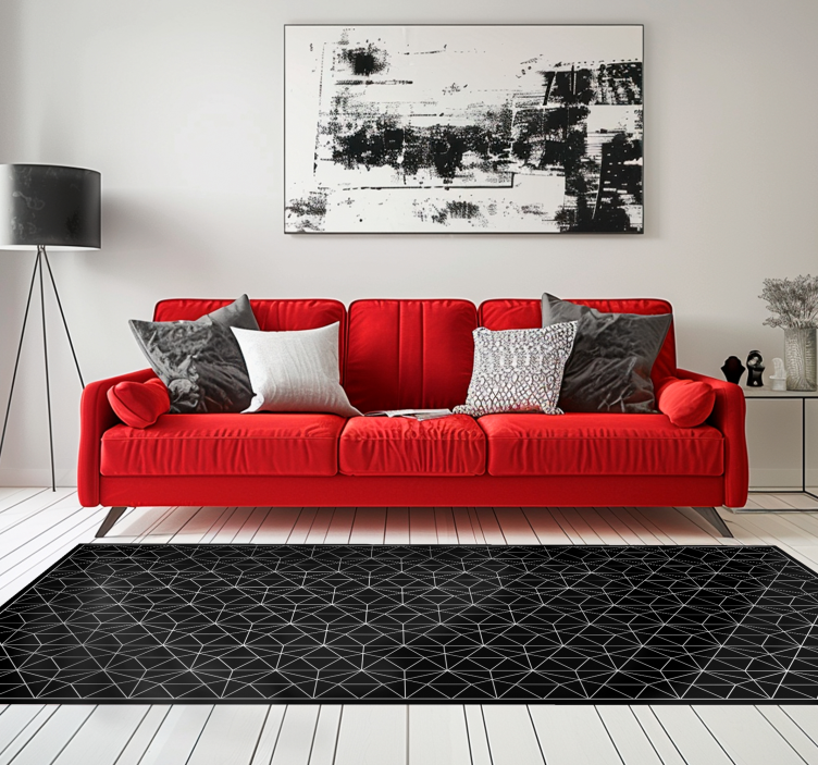 Tapis vinyle noir motif étoile doublé - TenStickers
