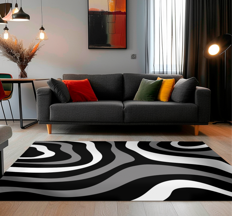 Tapis vinyle noir vagues modernes - TenStickers
