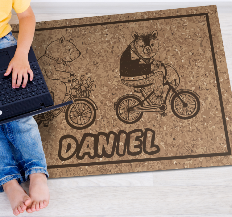 Tapis vinyle autres tapis ours à vélo avec nom - TenStickers